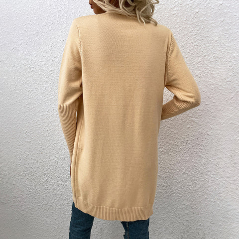 Women's Innovative Classy Solid Color Pocket Sweaters