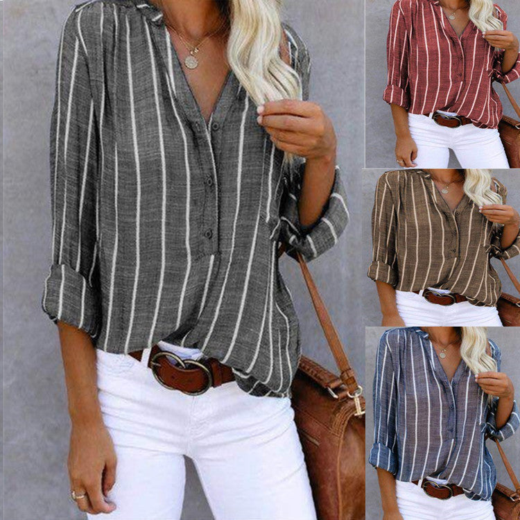 Women's Day Delivery Simple Fashion Printed Striped Blouses