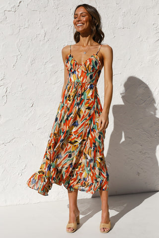 Women's Summer Printed Ruffle Sleeveless Dress Dresses