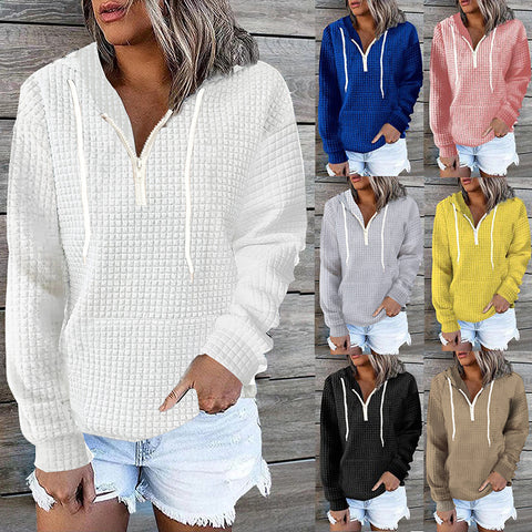 Attractive Casual Glamorous Graceful Waffle Hoodie Sweaters