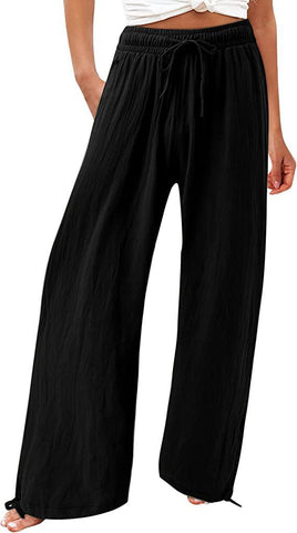 Women's Casual Trousers Solid Color Lace Wide Pants