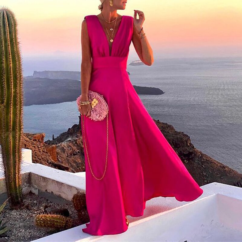 Women's Fashion Solid Color Popular Pattern Mid Waist Dresses