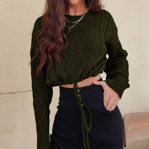 Women's Long Sleeve Solid Color Loose Round Sweaters