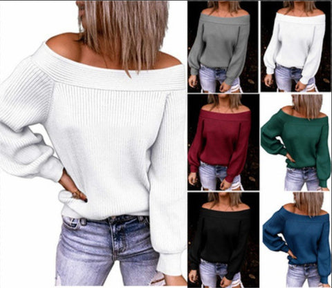 Women's Large Loose Solid Color Pullover Sweaters