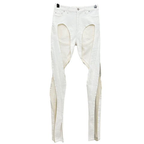 Women's Hollow Mesh Design Sense Patchwork Slit Jeans