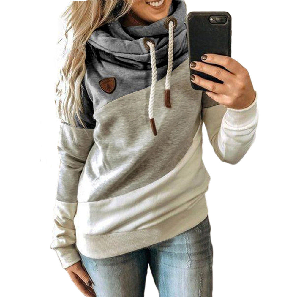 Women's Comfortable Stitching Hooded Fleece Loose Sweaters