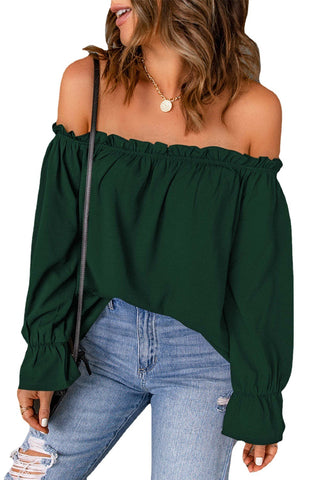 Women's Off-neck Solid Color Pullover Sexy Off-the-shoulder Blouses