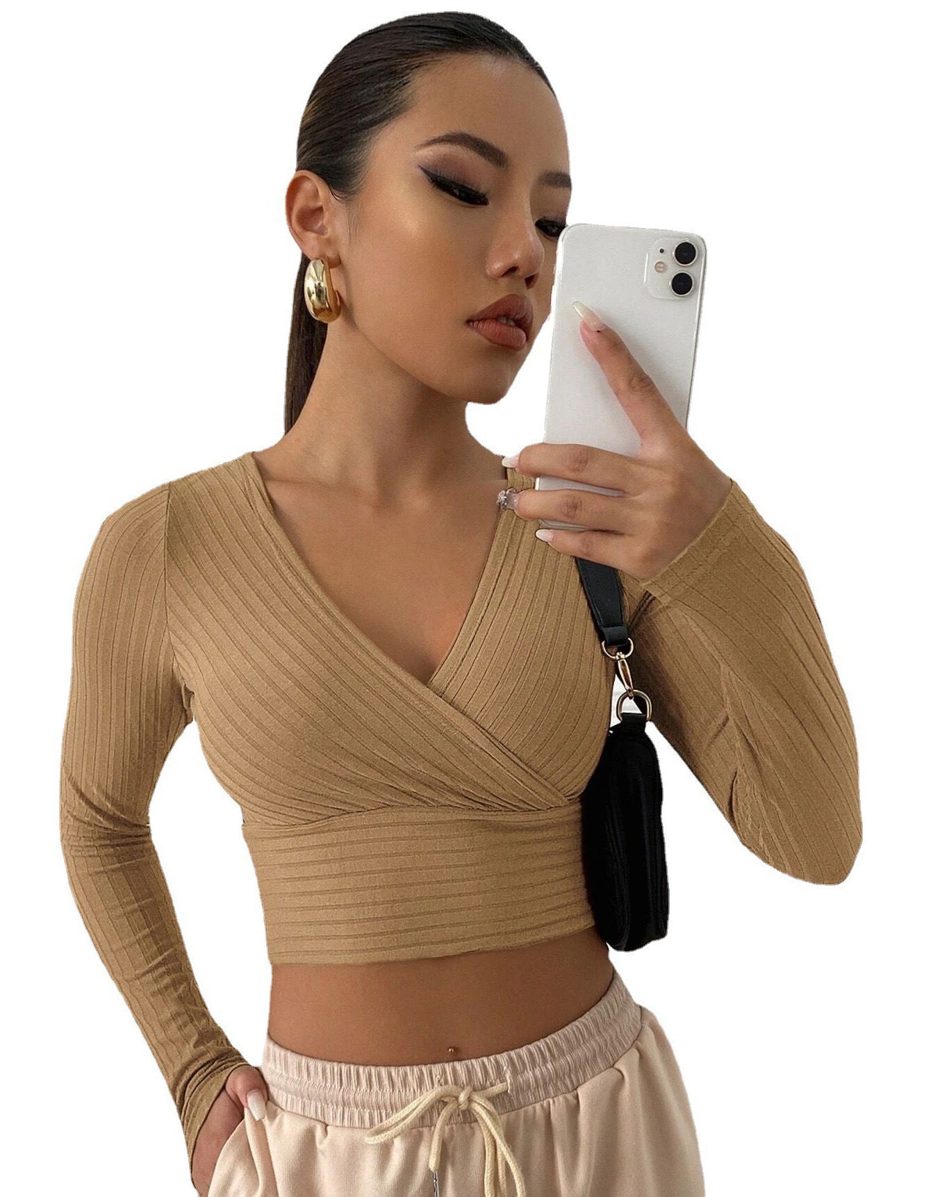 Women's Color Sexy Commute Slim-fit Upper Long Sleeves Blouses