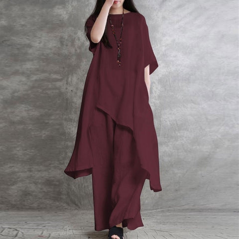 Women's Style Cotton Linen 2 Piece Set Casual Suits