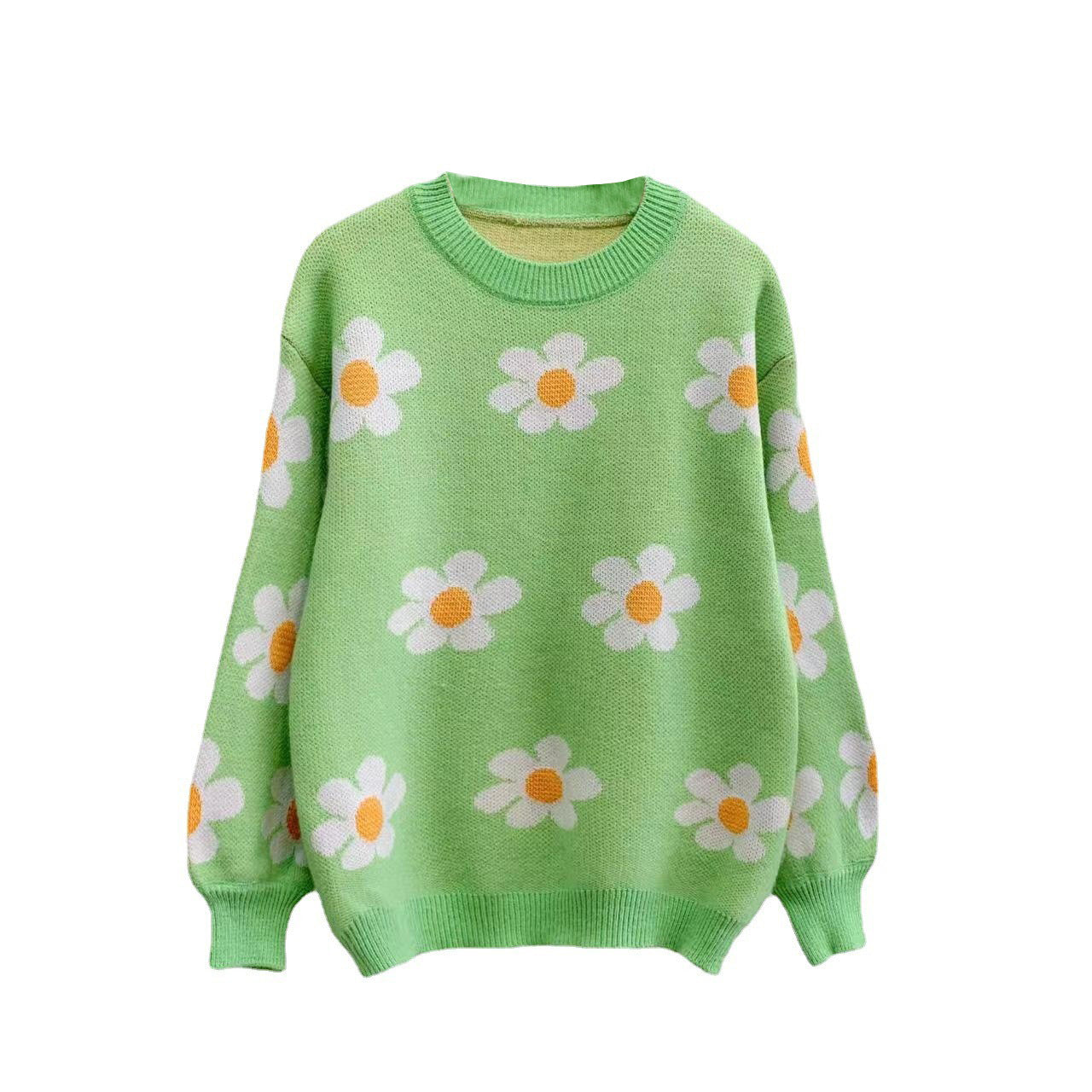 Women's Cool Flower Jacquard Round Neck Sweaters