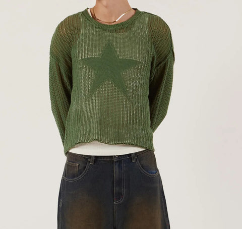Women's Autumn Fashion Five-pointed Star Hollow Out Knitwear