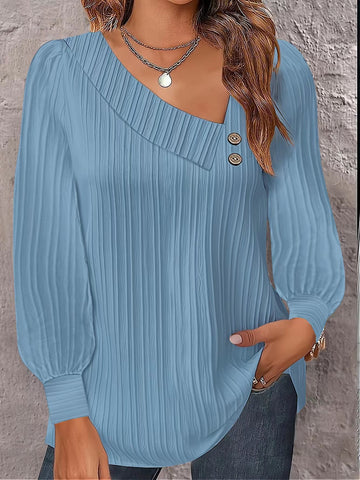 Women's Simple Buttons Solid Color Long Sleeve Blouses