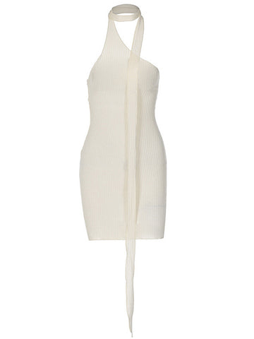 Personalized Diagonal Collar Stitching Ribbon Skinny Versatile Skirts