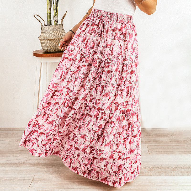 Loose Thin Versatile Floral Print Casual Skirts