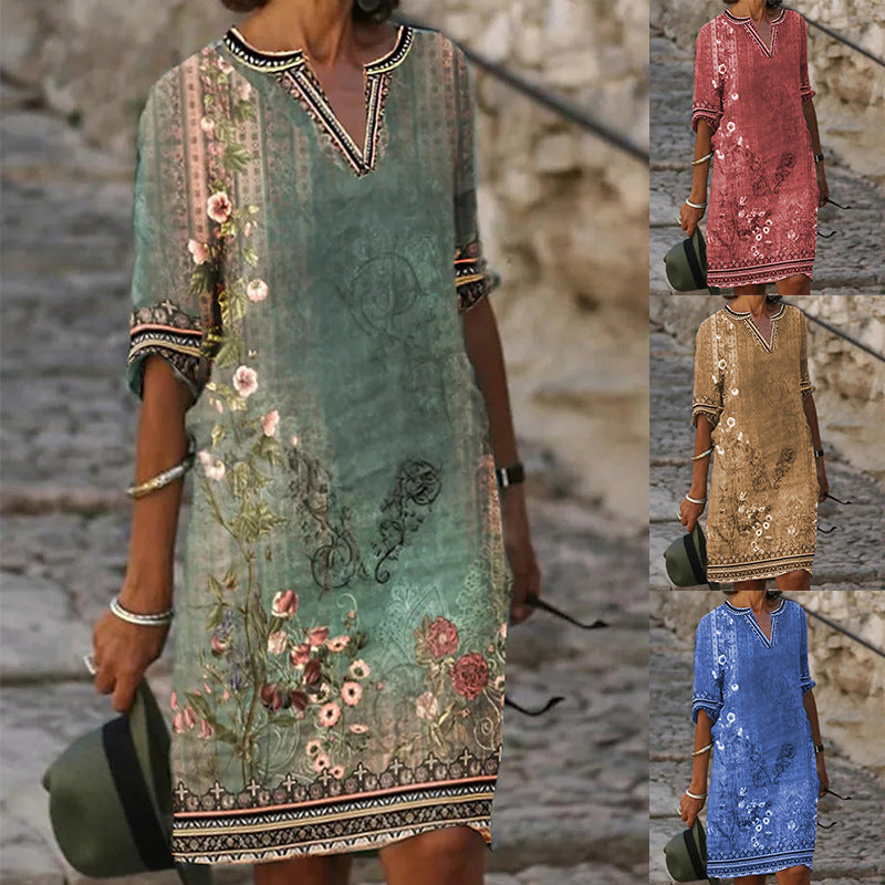 Women's National Style Printed Casual Dress Dresses