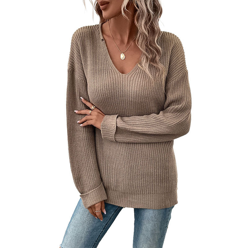 Women's Fashion Wear Long Sleeve Solid Color Sweaters