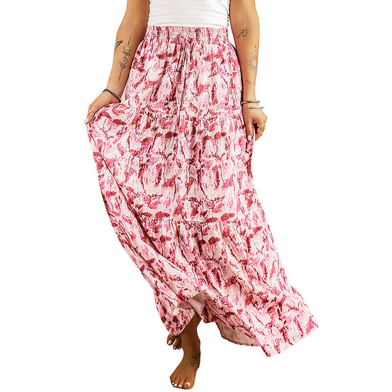 Loose Thin Versatile Floral Print Casual Skirts