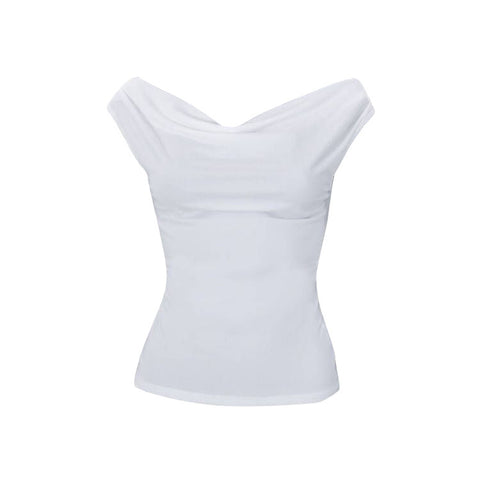 Women's Summer Solid Color Swing Collar Sleeveless Tops