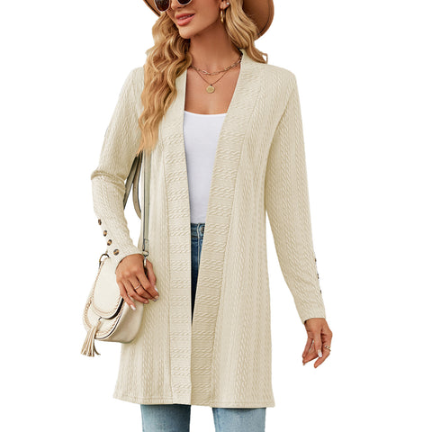 Women's Solid Color Buttons Long Sleeve Loose Knitwear