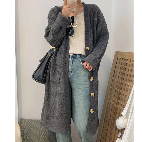 Women's Idle Style Mid-length Knitted Large Loose Knitwear
