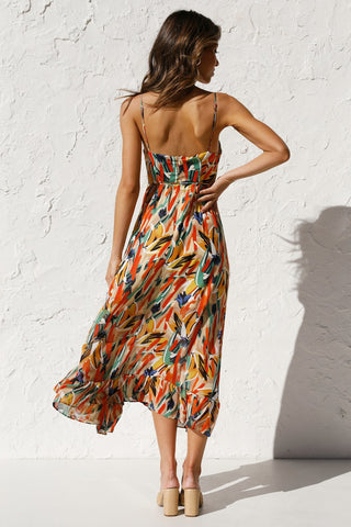 Women's Summer Printed Ruffle Sleeveless Dress Dresses