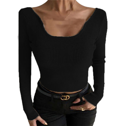 Women's Solid Color Slim Fashion Long Sleeve Tops