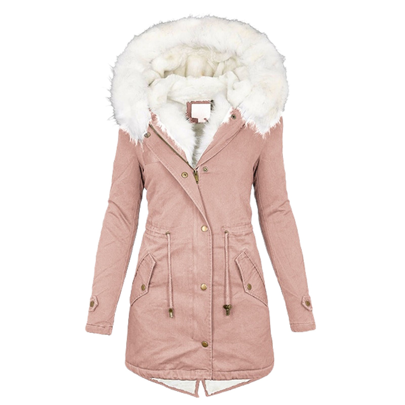 Women's With Cashmere Fur Collar Pockets Coats