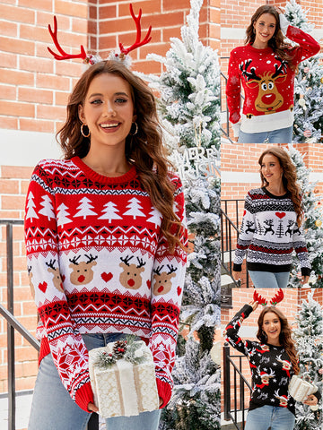 Women's Jacquard Leisure Pullover Christmas Idle Style Sweaters
