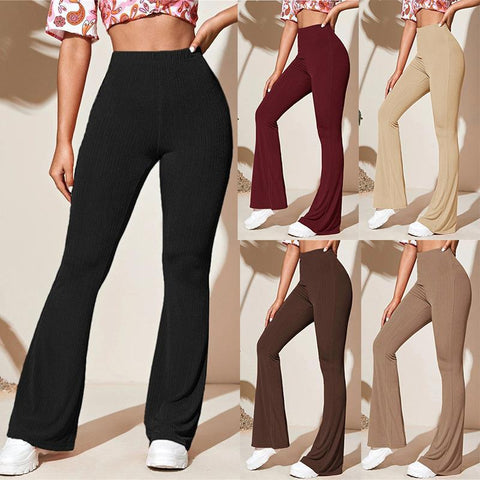 Women's Casual Knitted Sports Trousers Draping Horn High Pants