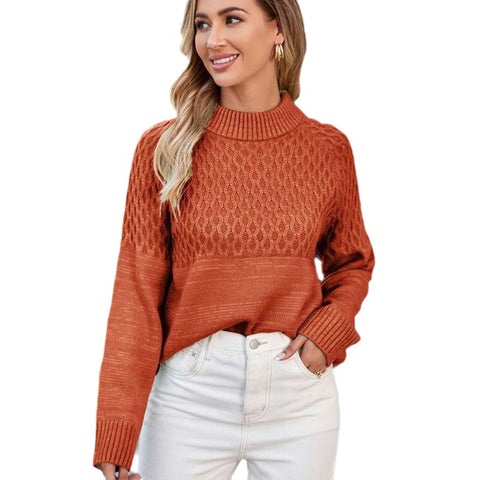 Unique Contrast Color Minimalist Round Neck Sweaters