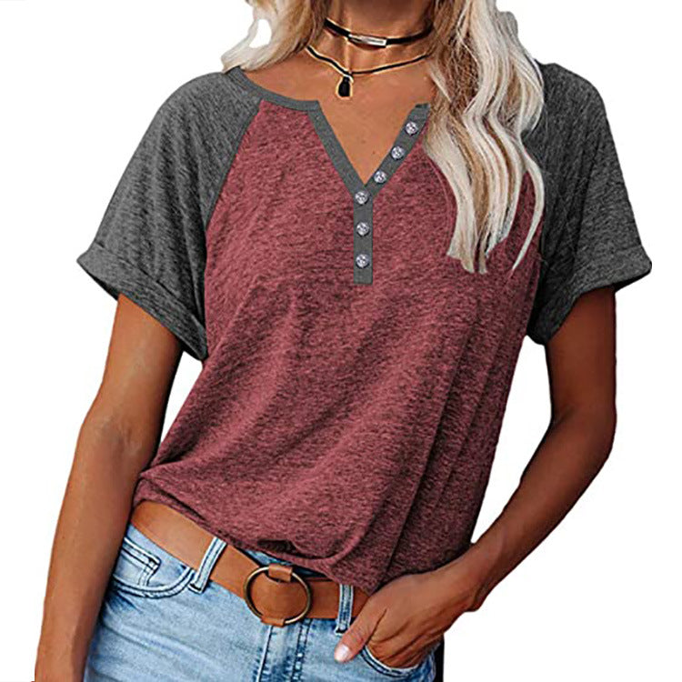 Women's Summer Loose Large Color Short-sleeved T-shirt Blouses