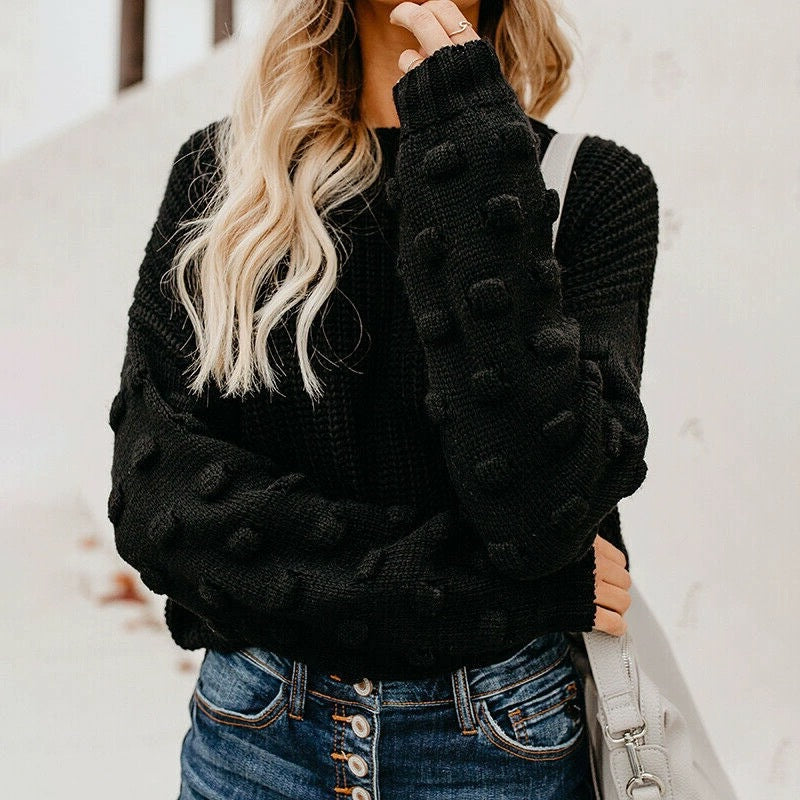 Women's Thickened Loose Puff Sleeve Knitted Sweaters