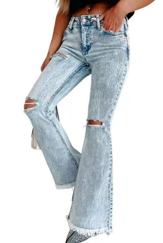 Women's Classy Ripped Washed High Waist Jeans