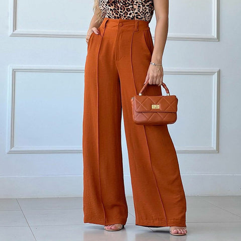 South American Thin Trousers Solid Color Loose Pleated Pants