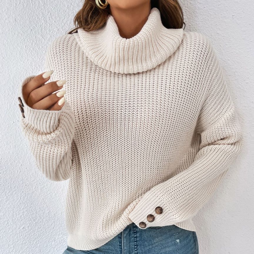 Women's Solid Color High Collar Temperament Thick Sweaters