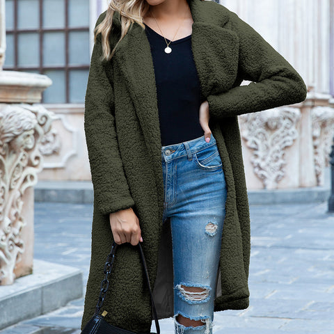 Women's Mid-length Lapel Fur Berber Fleece Sweaters
