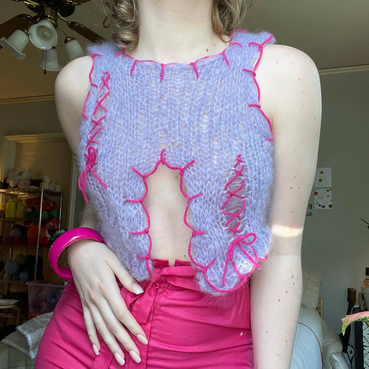 Women's Summer Sexy Irregular Contrast Color Sleeveless Knitwear