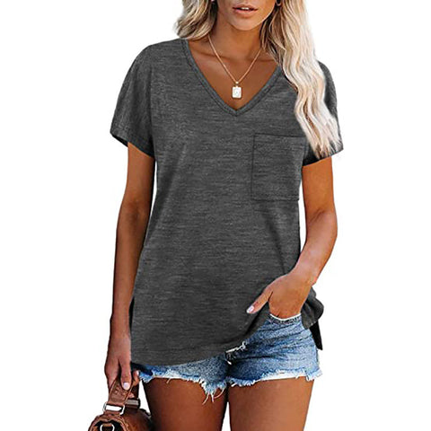Women's Sleeve Pocket Loose Ladies Solid Color Casual Plus Size