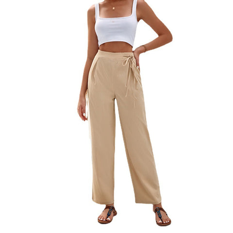 Women's Draping Effect High Waist Pure Color Pants