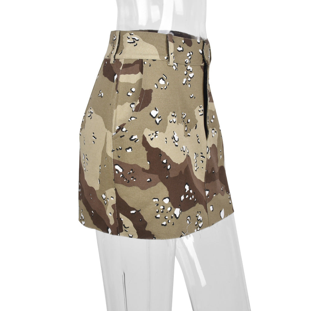 Women's Fashion Camouflage Pocket Zipper Personalized Skirts
