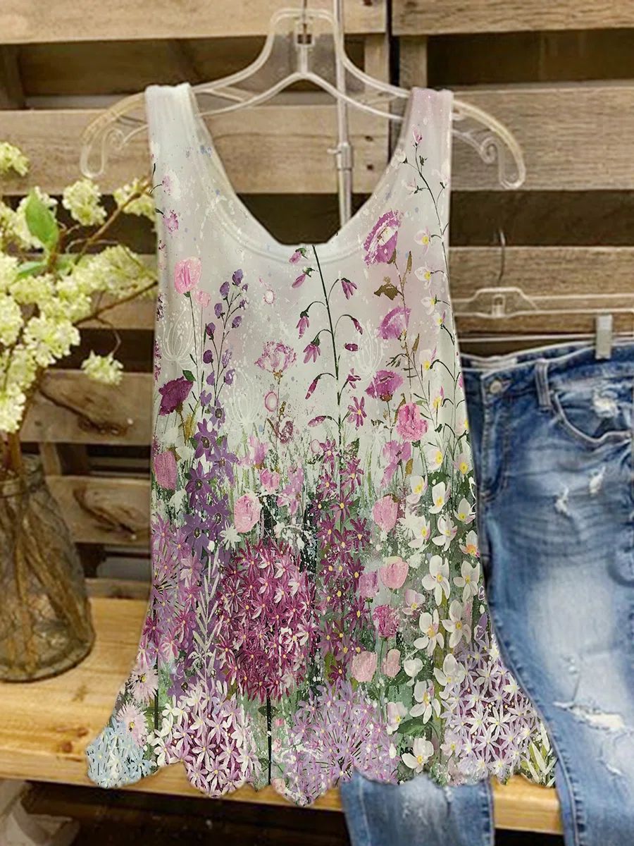 Women's Summer Fashion Sweet Printed Loose Large Sleeveless Vests