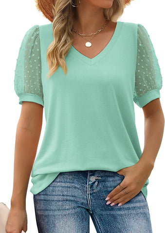 Women's Summer T-shirt Solid Color And Simple Blouses