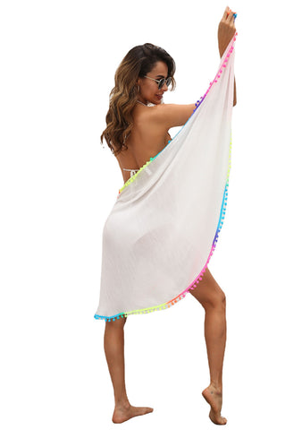 Multicolored Tassel Stitching Irregular One-piece Beach Skirts