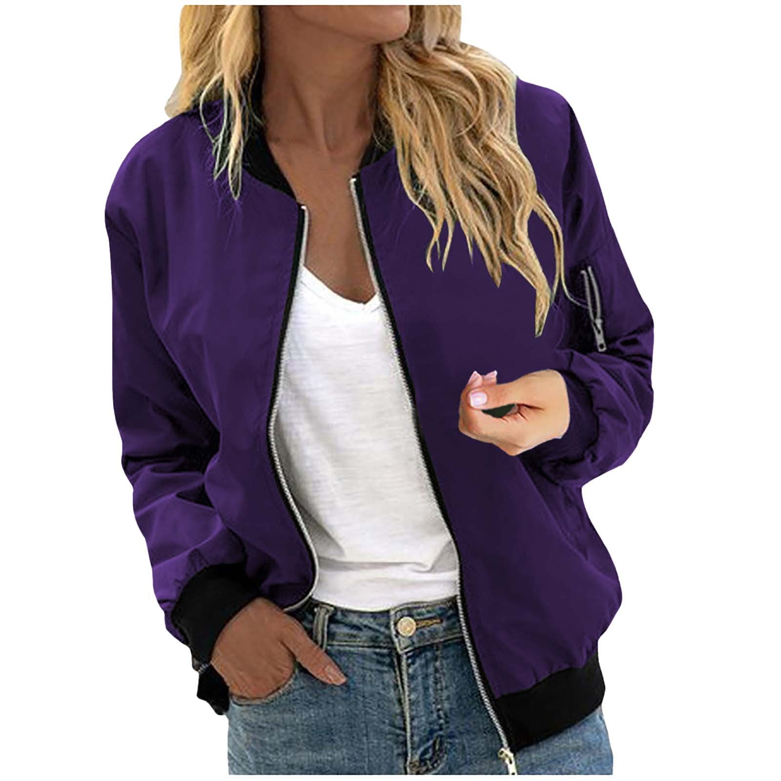 Casual Solid Color Fashion Zipper Baseball Jackets