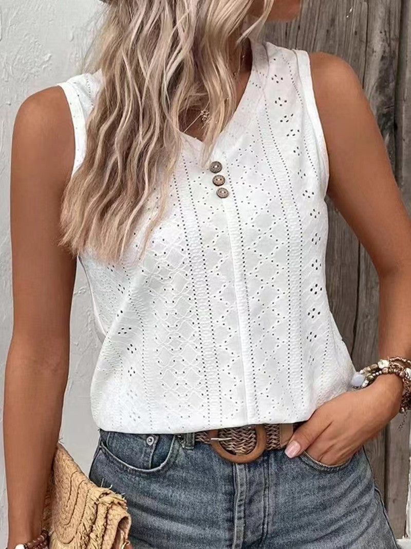 Women's Summer Solid Color Casual Round Neck Tops