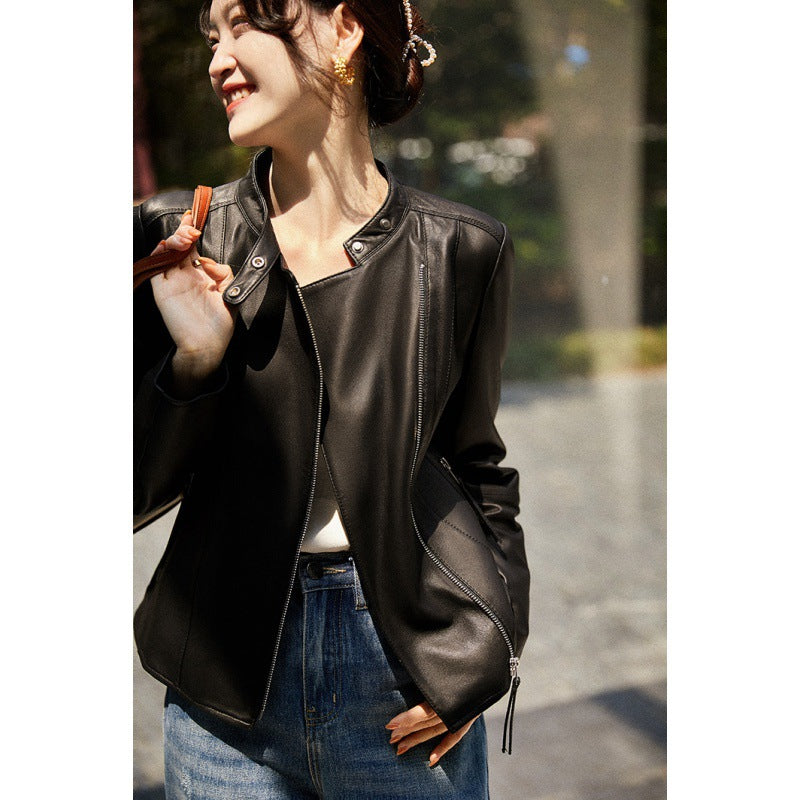 Women's Fashionable Heavy High-quality Faux Sheepskin Leather Jackets