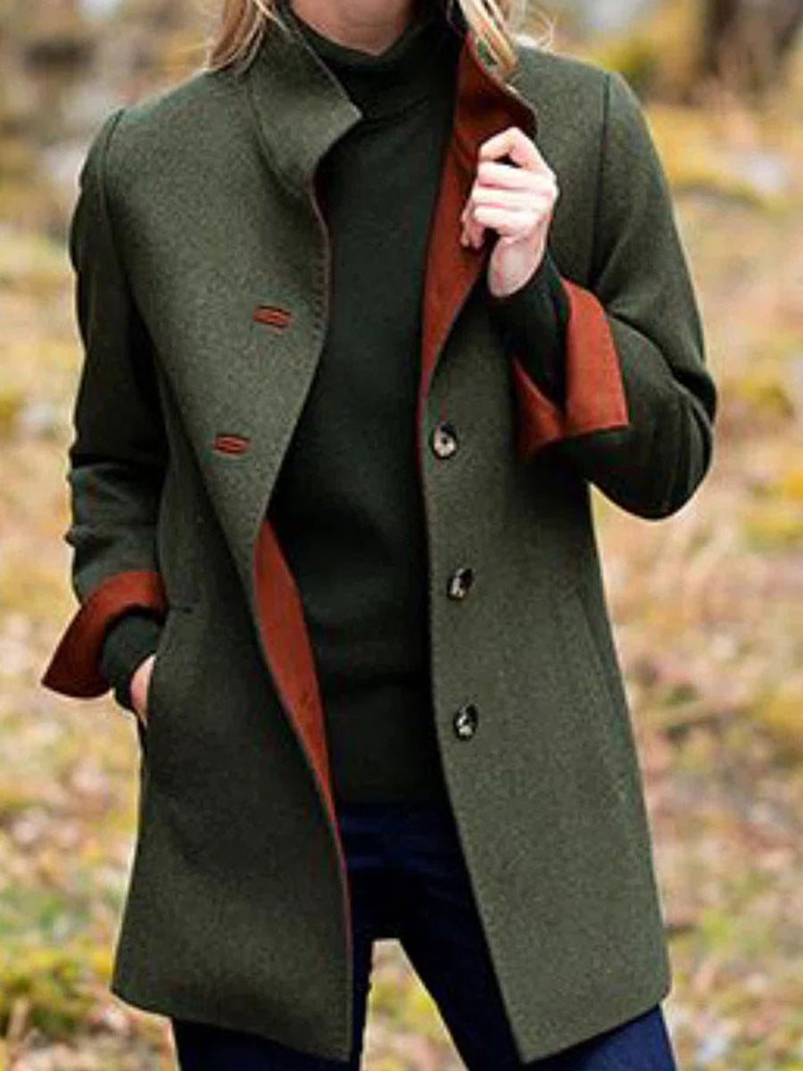 Manteaux amincissants mi-longs en laine à Double boutonnage pour femmes