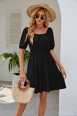 Women's Dress Square Collar Puff Sleeve Casual Dresses