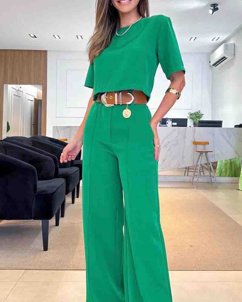 Temperament Commute Solid Color Short-sleeved Fashion Suits