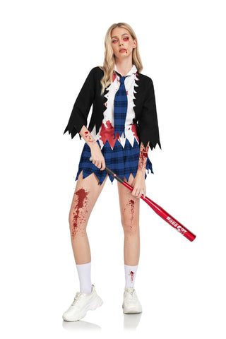 Erwachsene weibliche Zombie-Blut-Horror-Campus-Kleid-Kostüme